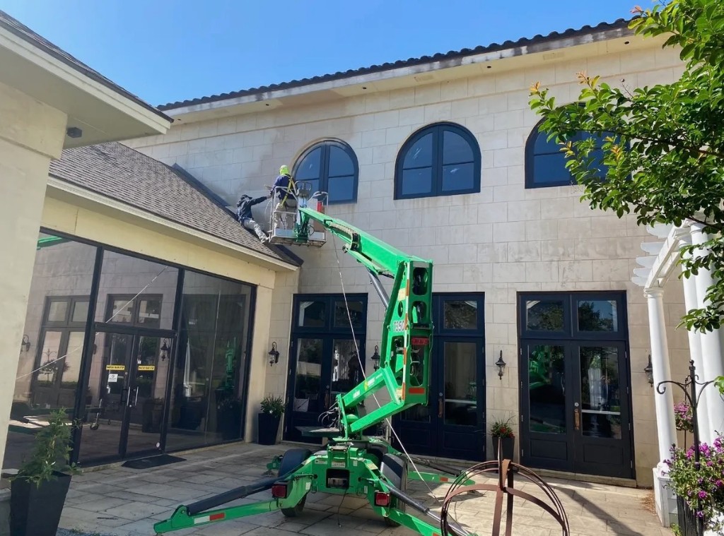 Commercial exterior painting in progress